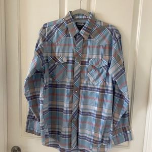 Vintage Mens Western Pearl Snap Button Down Long Sleeve Cowboy Dress Shirt 16 34